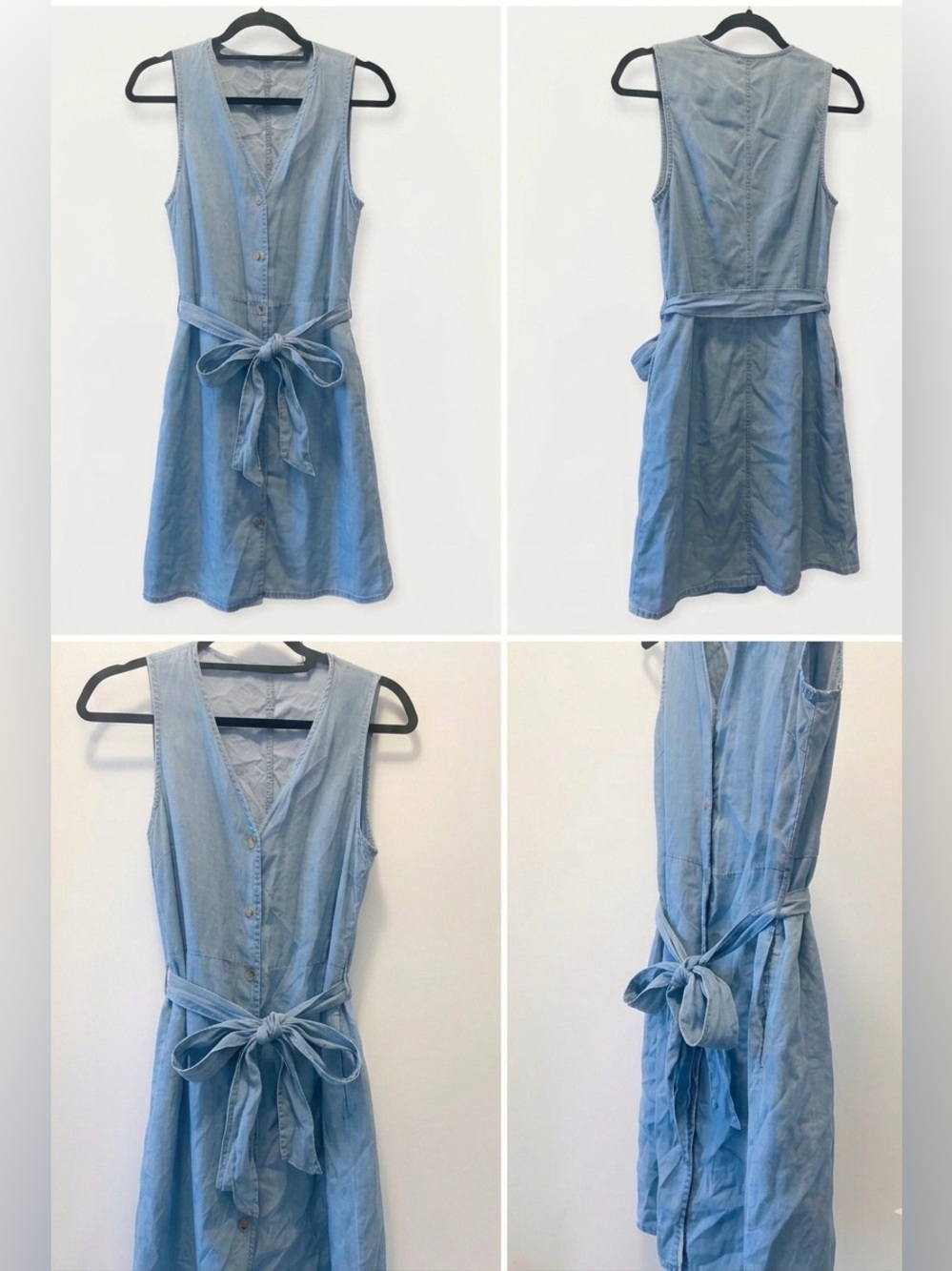 Vero Moda 100% Tencel™ Lyocell Button   Chambray Tie Waist Shirt Dress - Size M
